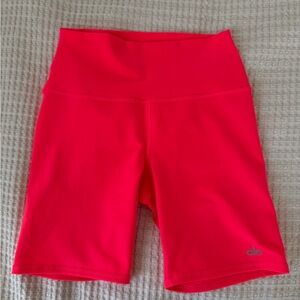 ALO Yoga High-Rise Bike Shorts in Neon Pink